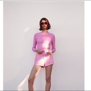 Zara pink knit cropped sweater
